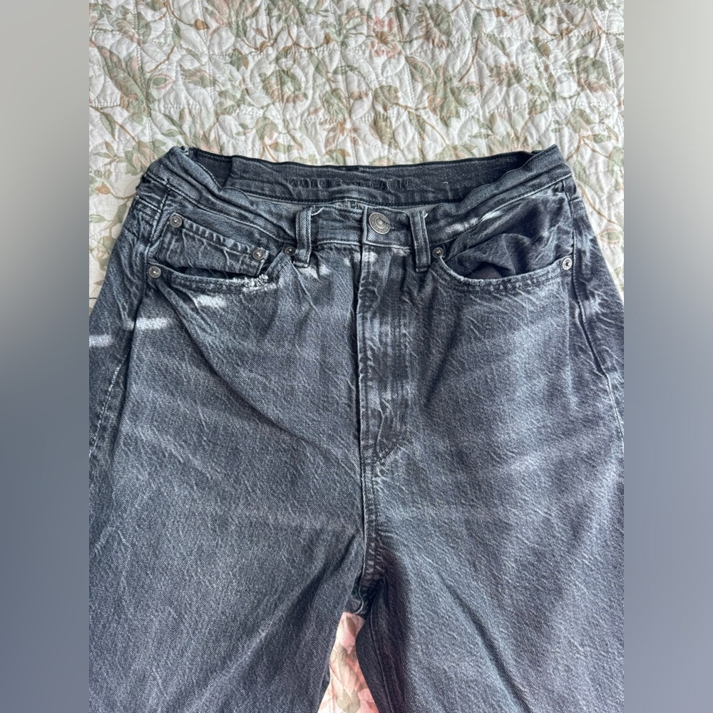 American eagle baggy straight leg jeans black distressed